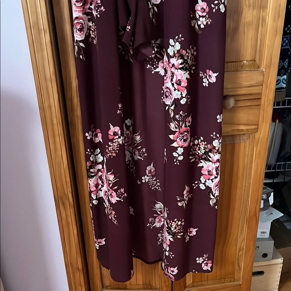 Floral Maxi Romper in Burgundy - Picture 6 of 10